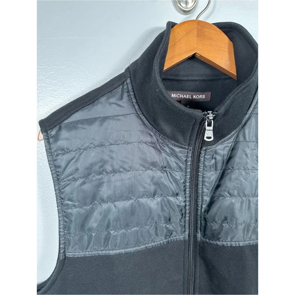 Michael Kors Men's Black Zip-Up Collared Vest NWT Size Medium Minimalist